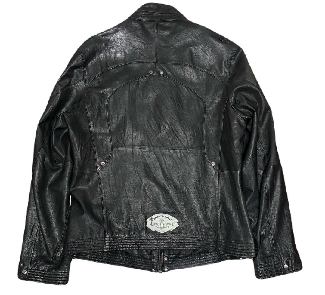 PPFM ピーピーエフエム レザージャケット ライダース ブラック ダブルジップ