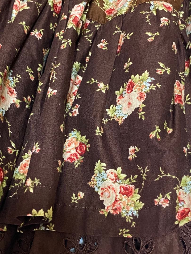 お盆セール中ピンクハウス ブラウン たくし上げリボン使い グラデーションスカート