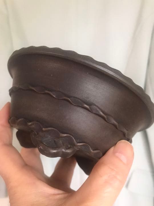 盆栽鉢　時代小品盆栽鉢紫泥落款有山野草お洒落鉢　盆栽鉢