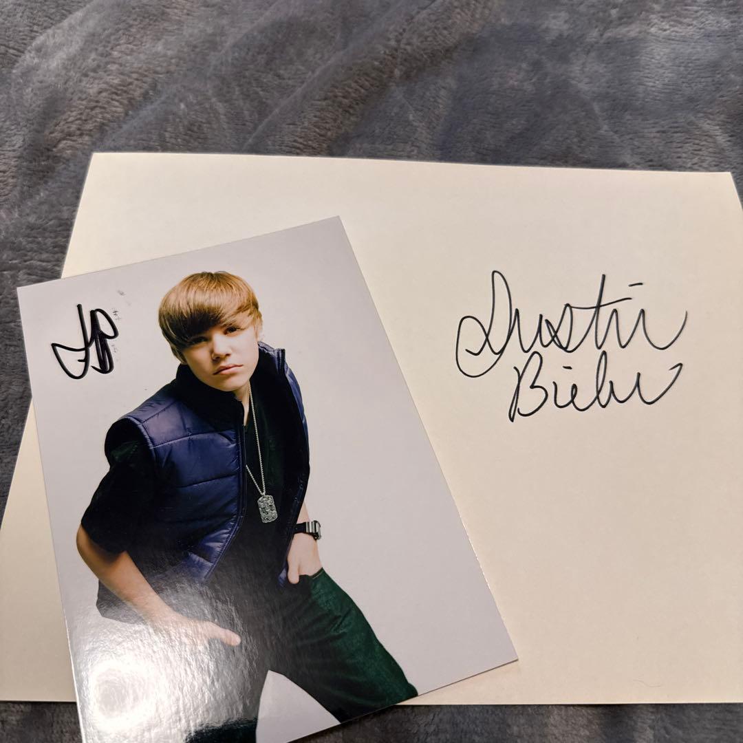 ジャスティン・ビーバー　Justin Bieber 生サイン　2枚セット