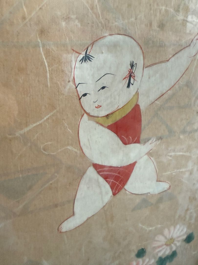 【送料込み】茶箪笥　童子絵　和家具　ヴィンテージチェスト