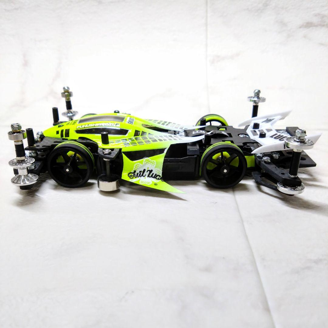 ミニ四駆　完成品　デュアルリッジ　蛍光イエロー　MSChassis MSフレキ