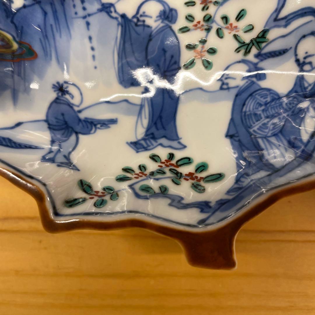 東山 古赤絵写 高士図楓形小皿 6客 共箱あり 宮永東山　魯山人　茶道具　向附