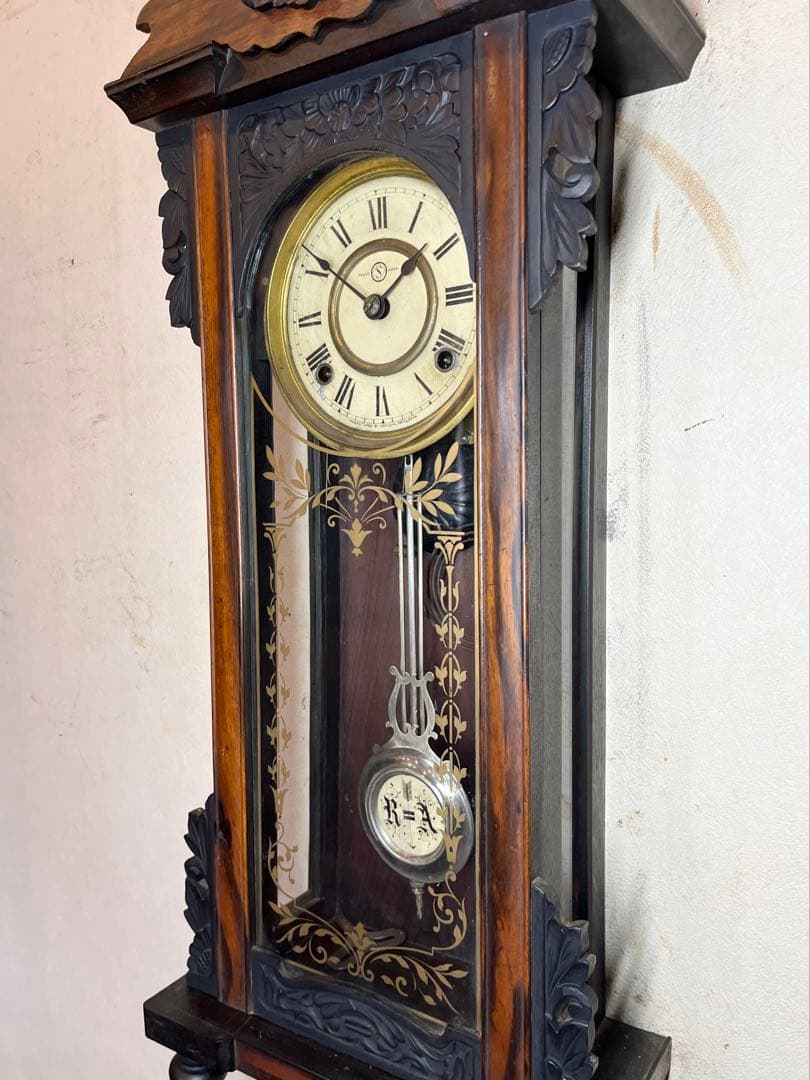 精工舎　黒柿　柱時計　古時計　振り子　ゼンマイ　ユンハンス　アンティーク　レトロ