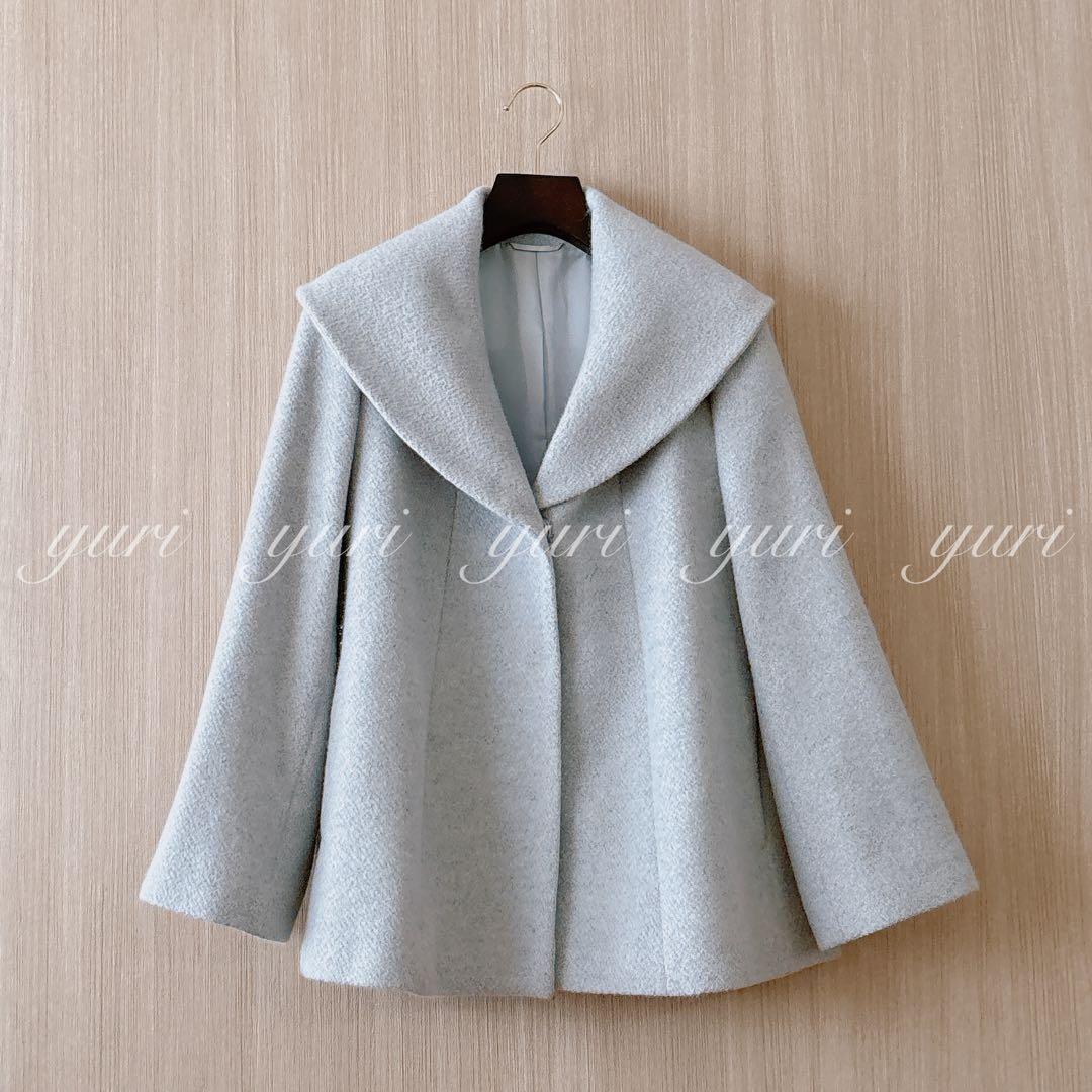 【1123】アナイ　アンゴラショートコート　ライトグレー　36 A