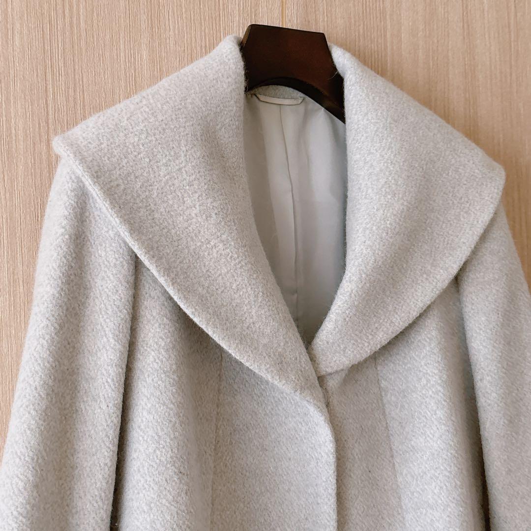 【1123】アナイ　アンゴラショートコート　ライトグレー　36 A