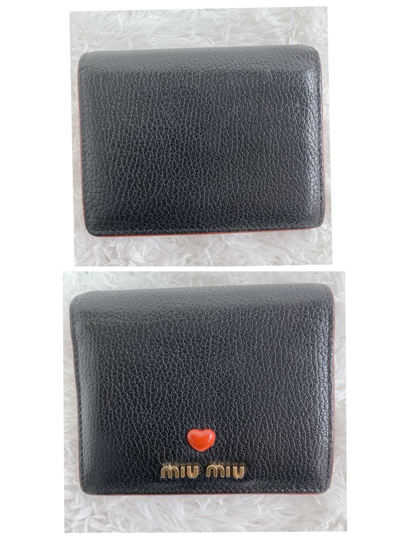 専用ミュウミュウ 折り財布 5MV204 マドラス ラブ ハート FRID黒