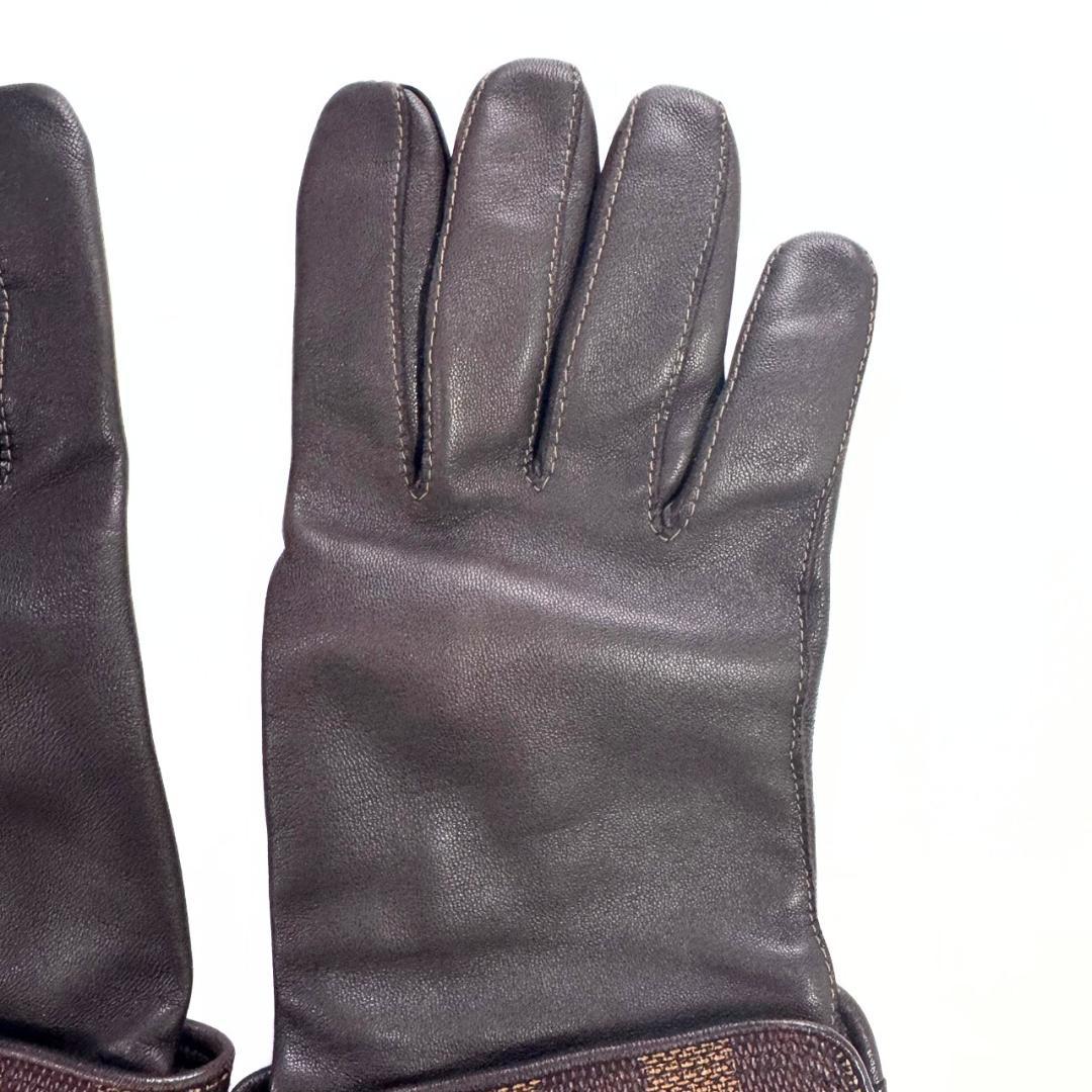 雷電 ルイヴィトン レザーグローブ ＃7.5 ラムスキン ダミエ 手袋