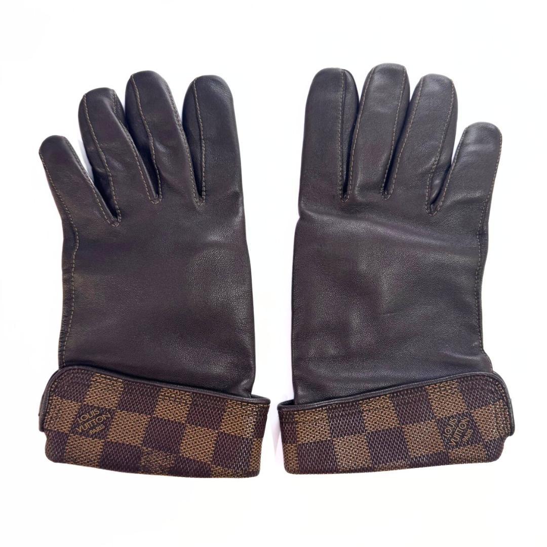 雷電 ルイヴィトン レザーグローブ ＃7.5 ラムスキン ダミエ 手袋