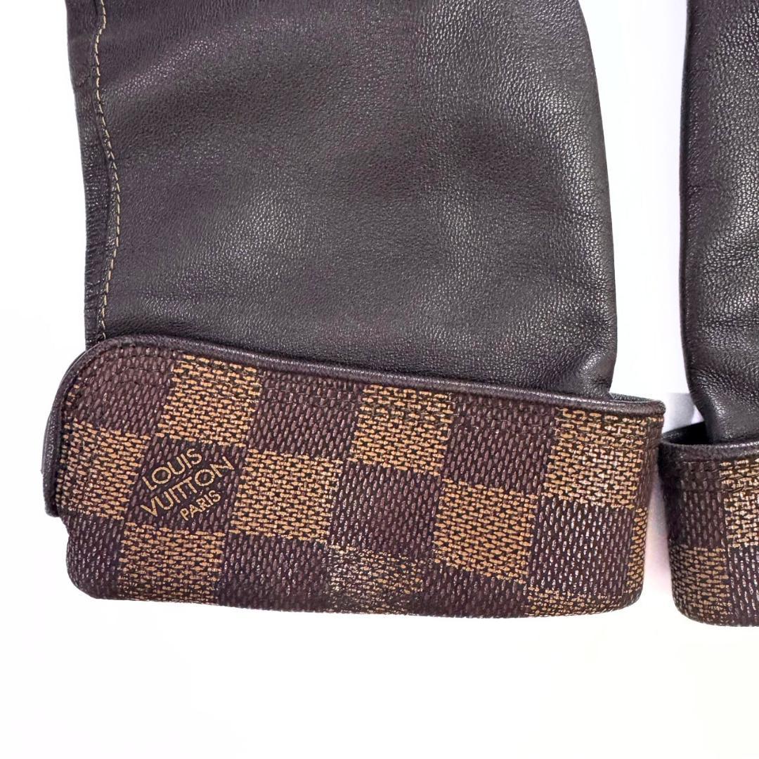 雷電 ルイヴィトン レザーグローブ ＃7.5 ラムスキン ダミエ 手袋