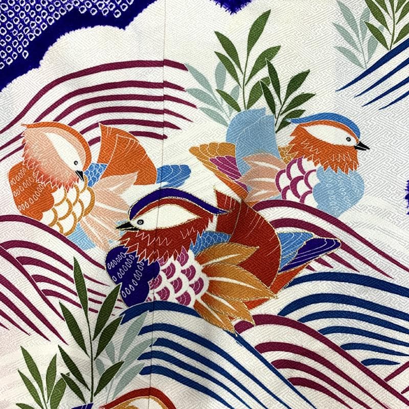 512ag64帯揚げ帯締め□七五三 七歳 女児 着物&袋帯 鴛鴦 絞染め