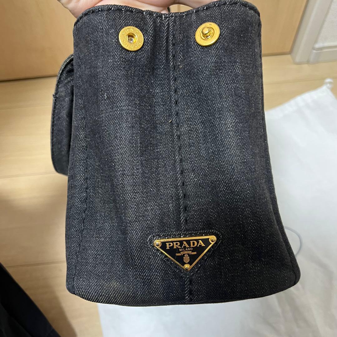 Prada プラダ デニム ハンドバッグ 2way 三角ロゴ ミニ カナパ