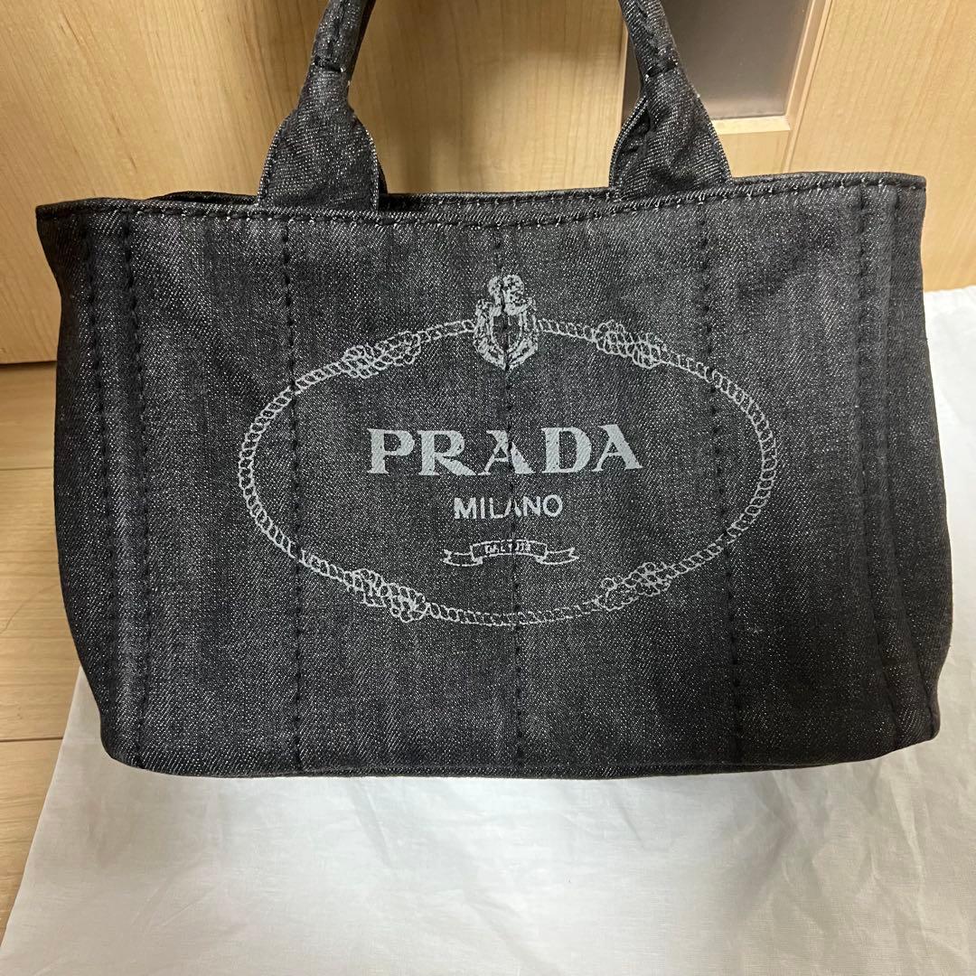 Prada プラダ デニム ハンドバッグ 2way 三角ロゴ ミニ カナパ
