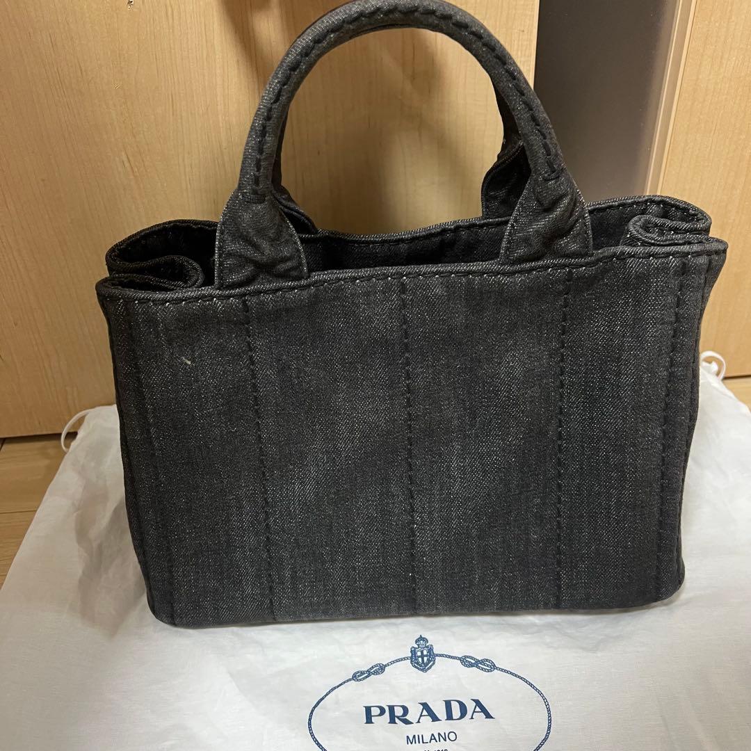 Prada プラダ デニム ハンドバッグ 2way 三角ロゴ ミニ カナパ