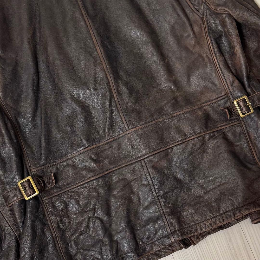 00s Eddie Bauer 牛革 レザージャケット ブラウン XL