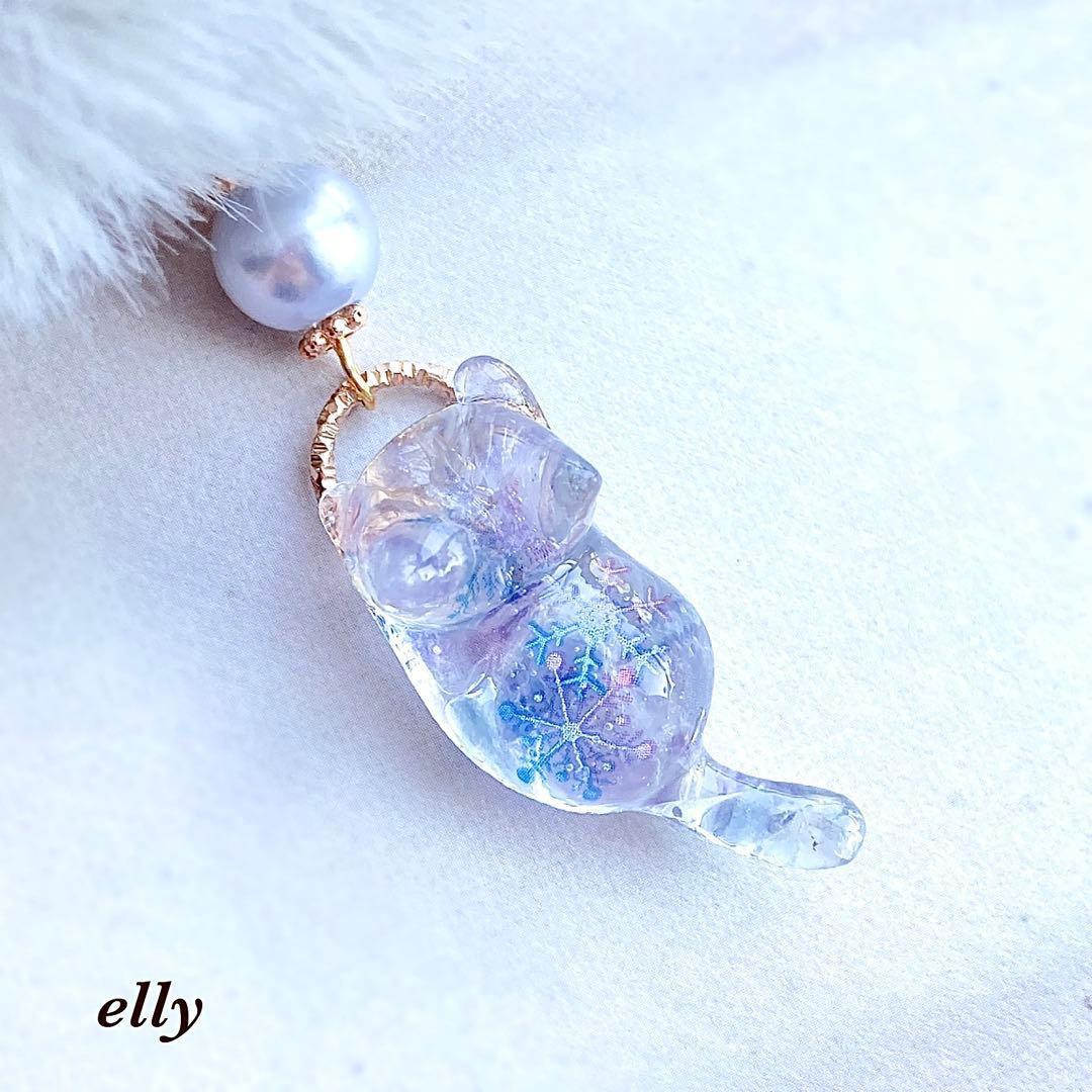 【sawasawa様】天然石　ムーンストーン　和柄　じゃれ猫　レジン　ストラップ