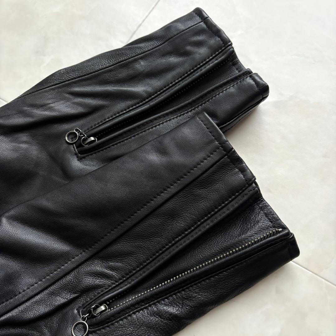 美品✨ BACK NUMBER 本革シングルライダース 黒L メンズYKKジップ