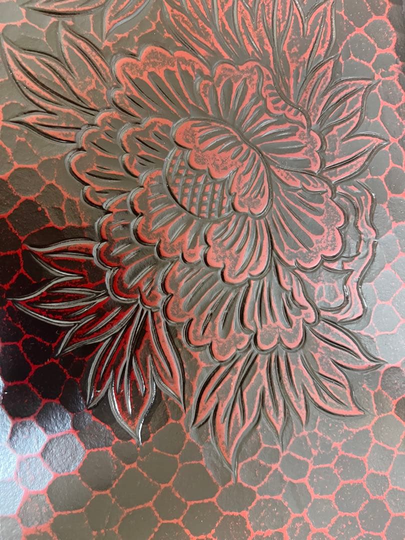 鎌倉彫花柄折りたたみ　レトロモダン昭和レトロ　花台写経台伝統工芸二月堂和風