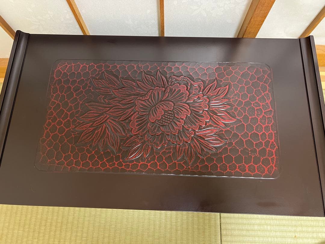 鎌倉彫花柄折りたたみ　レトロモダン昭和レトロ　花台写経台伝統工芸二月堂和風