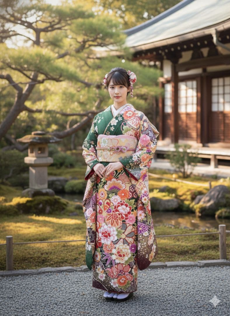 振袖フルセット　緑