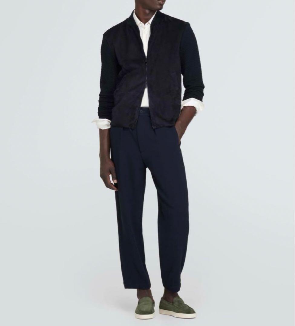 GIORGIO ARMANI 高級スウェード レザー ニット ジャケット