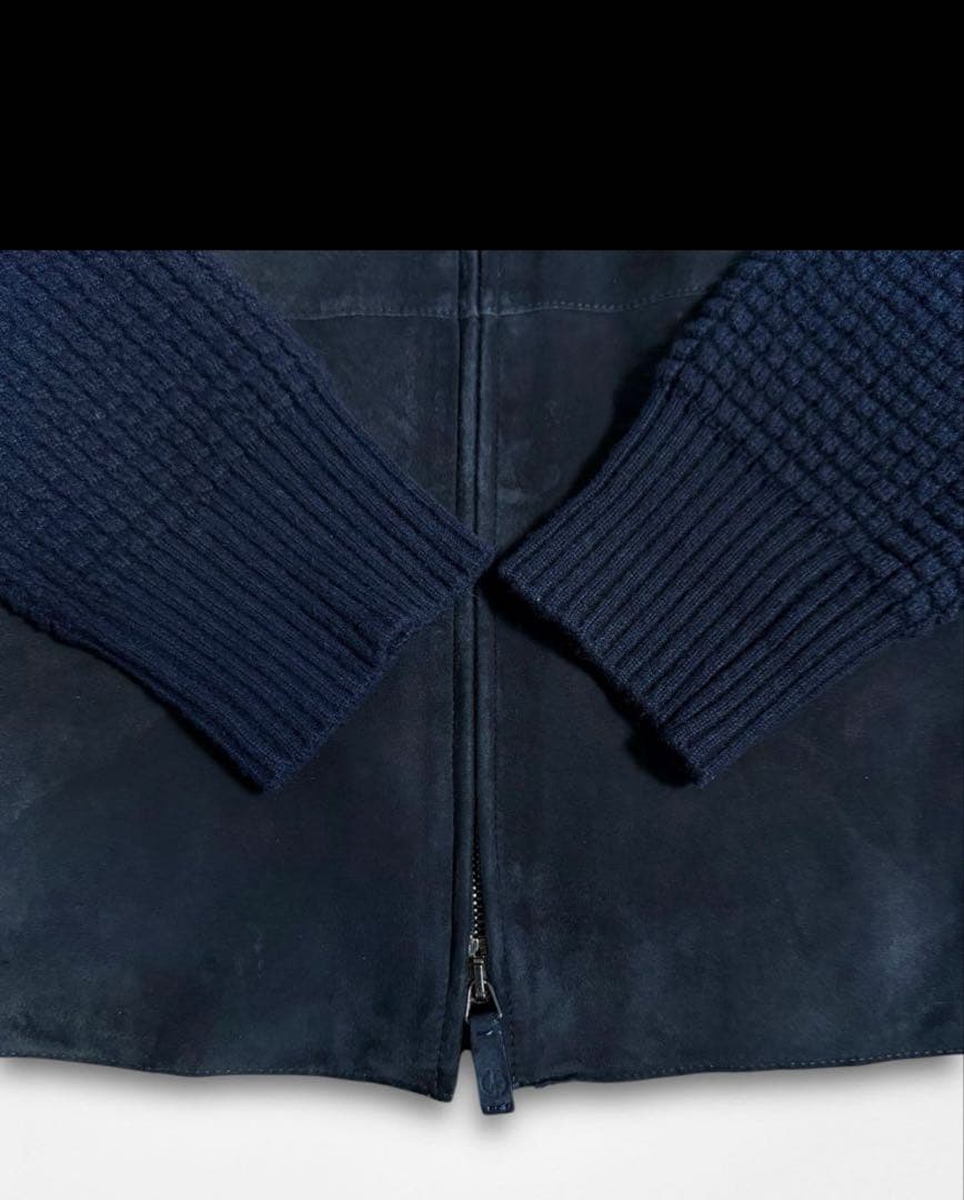 GIORGIO ARMANI 高級スウェード レザー ニット ジャケット