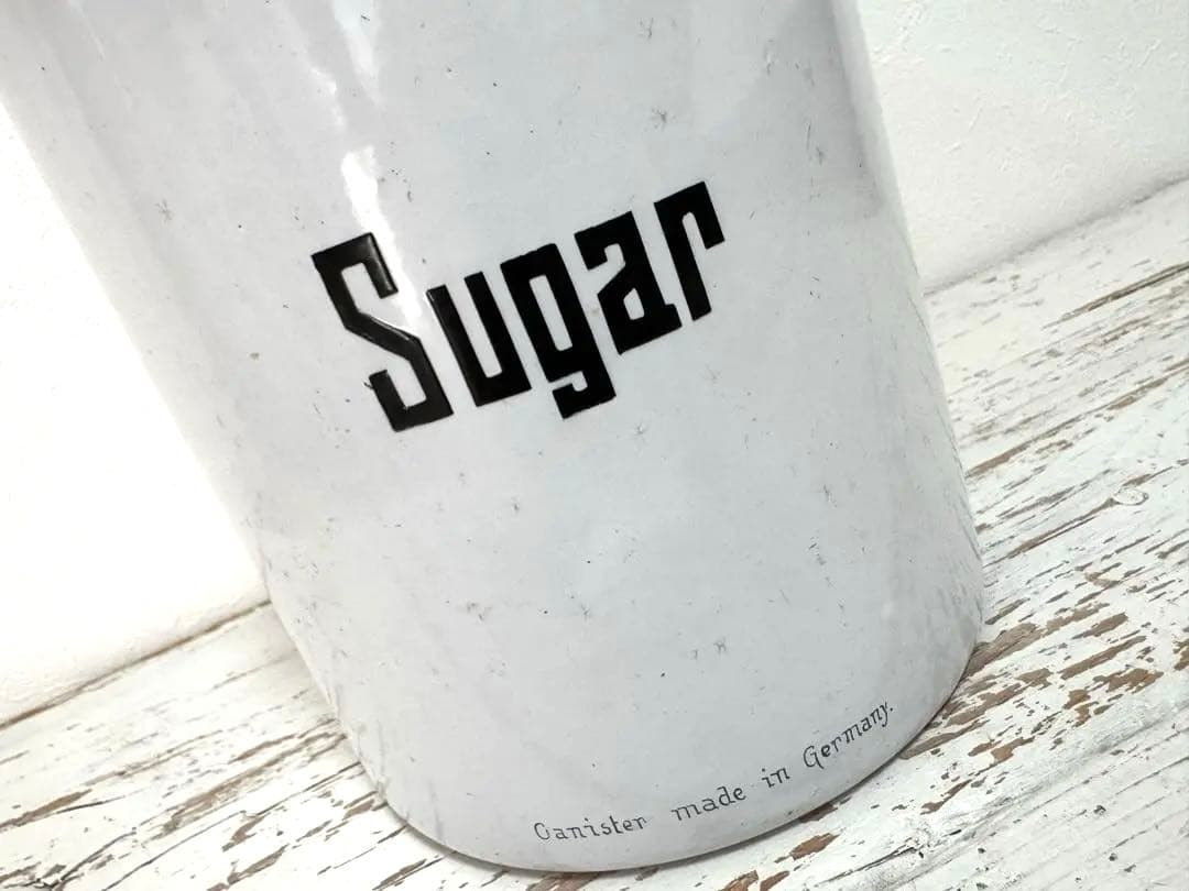 大きい アンティークホーロー シュガー缶 キャニスター エナメル ドイツ