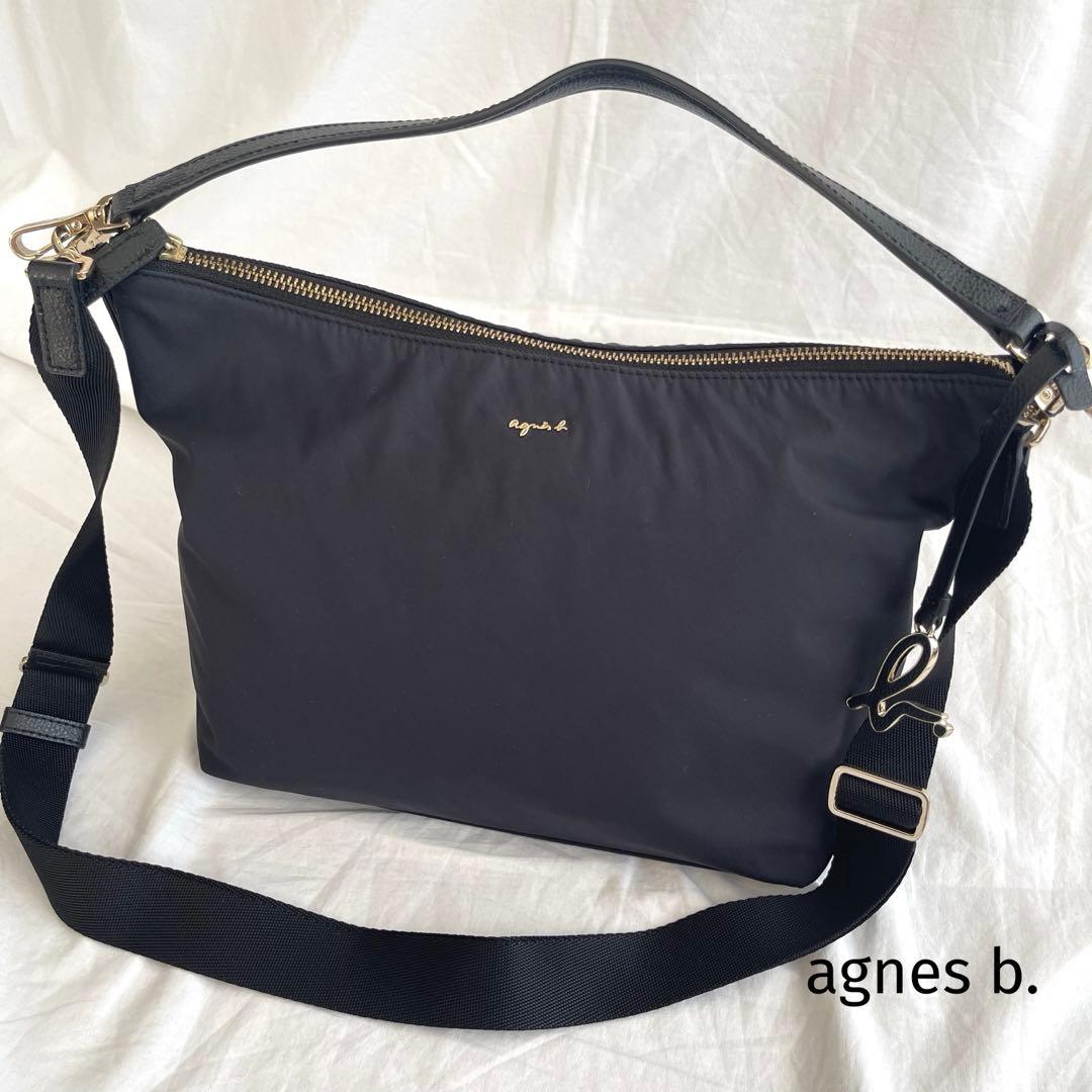 【美品】agnes b. アニエスベー　2way ショルダーバッグ　ロゴチャーム