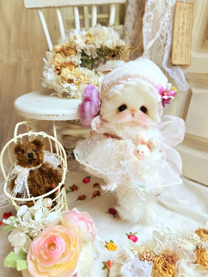 お花の妖精 ちっちゃなねこちゃん♡ テディベア ぬいぐるみ ドール