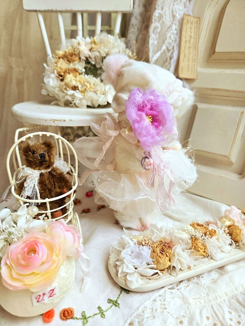 お花の妖精 ちっちゃなねこちゃん♡ テディベア ぬいぐるみ ドール