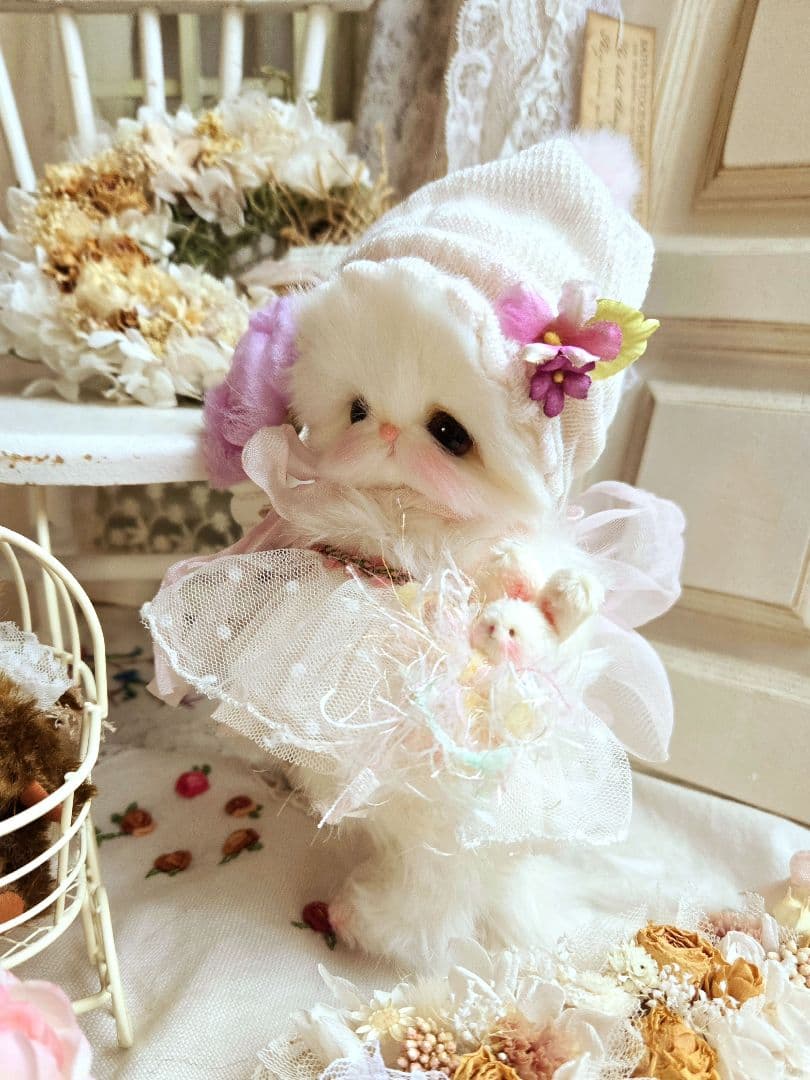 お花の妖精 ちっちゃなねこちゃん♡ テディベア ぬいぐるみ ドール