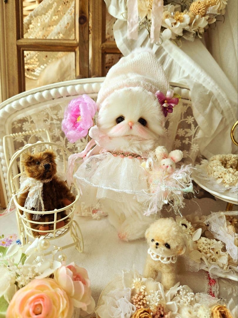 お花の妖精 ちっちゃなねこちゃん♡ テディベア ぬいぐるみ ドール