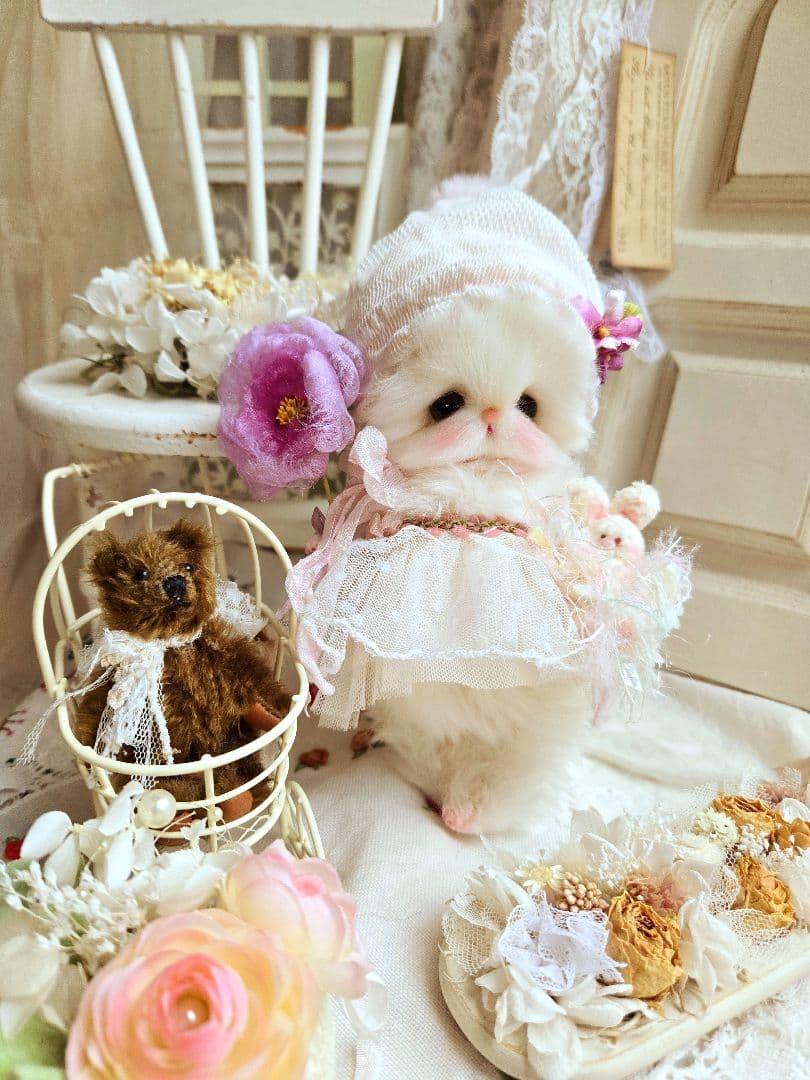 お花の妖精 ちっちゃなねこちゃん♡ テディベア ぬいぐるみ ドール