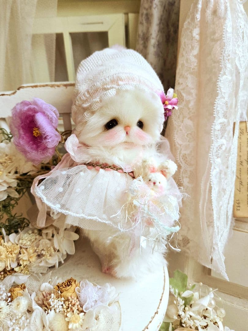お花の妖精 ちっちゃなねこちゃん♡ テディベア ぬいぐるみ ドール