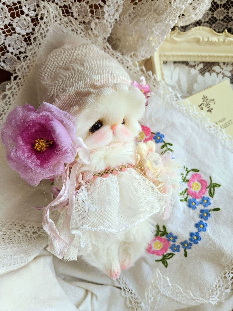 お花の妖精 ちっちゃなねこちゃん♡ テディベア ぬいぐるみ ドール