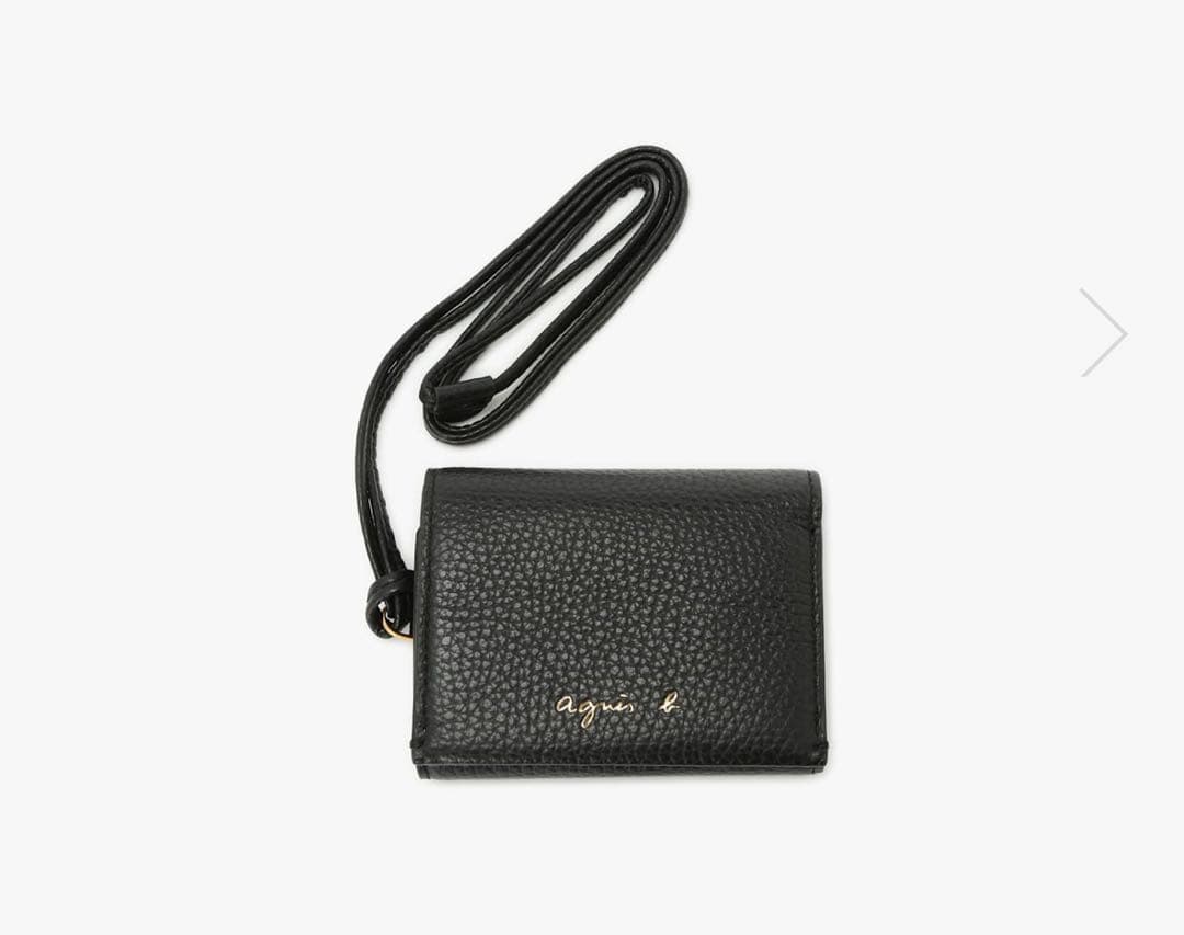 【美品】agnès b. ブラック　牛革　三つ折り財布