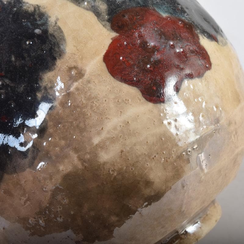 茶道具　啓寿庵　七宝釉薬彩　花文　茶碗　共箱　N　7219