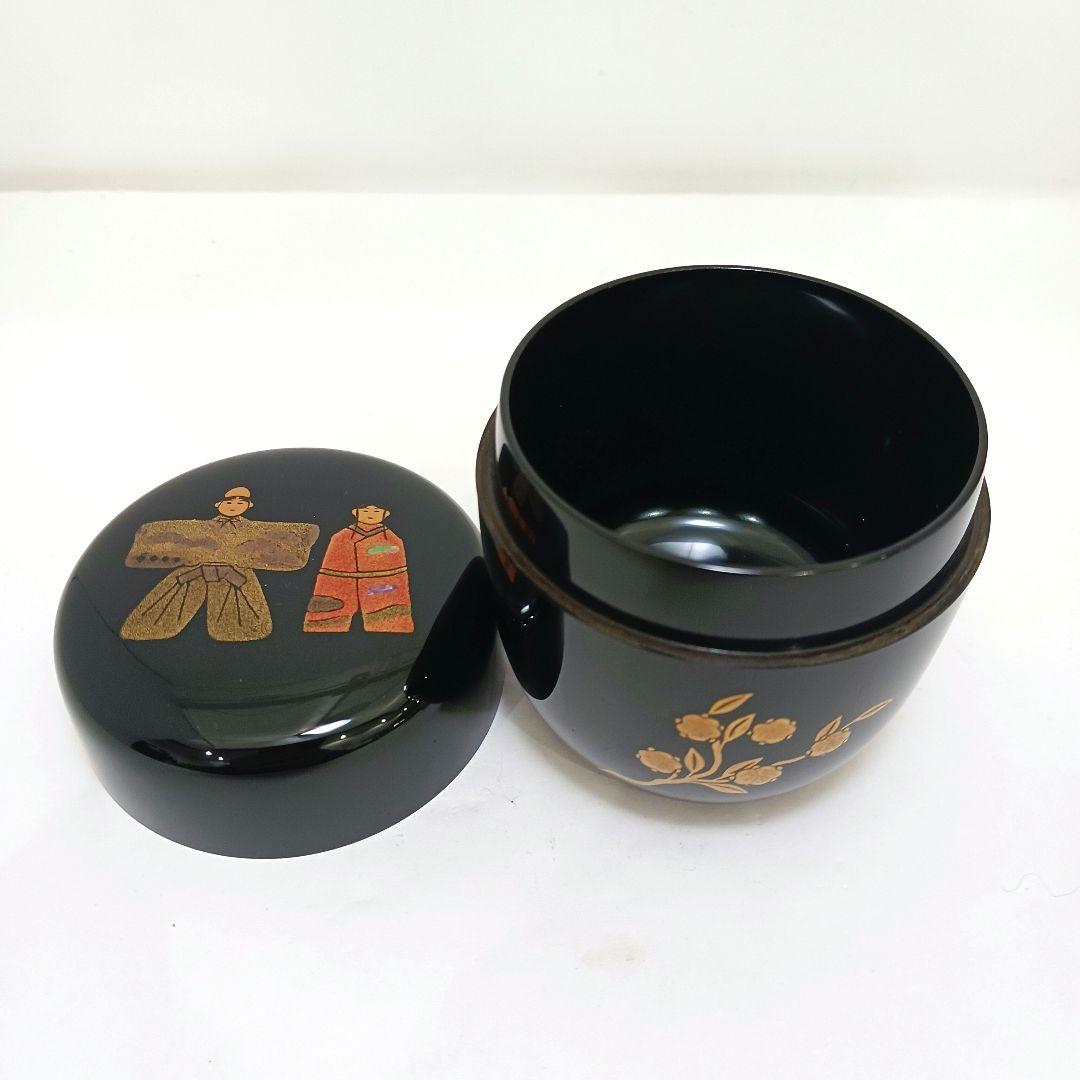 Y3031-2 茶道具 加賀蒔絵師 竹内幸斎作 立雛蒔絵 中棗 共箱　#13