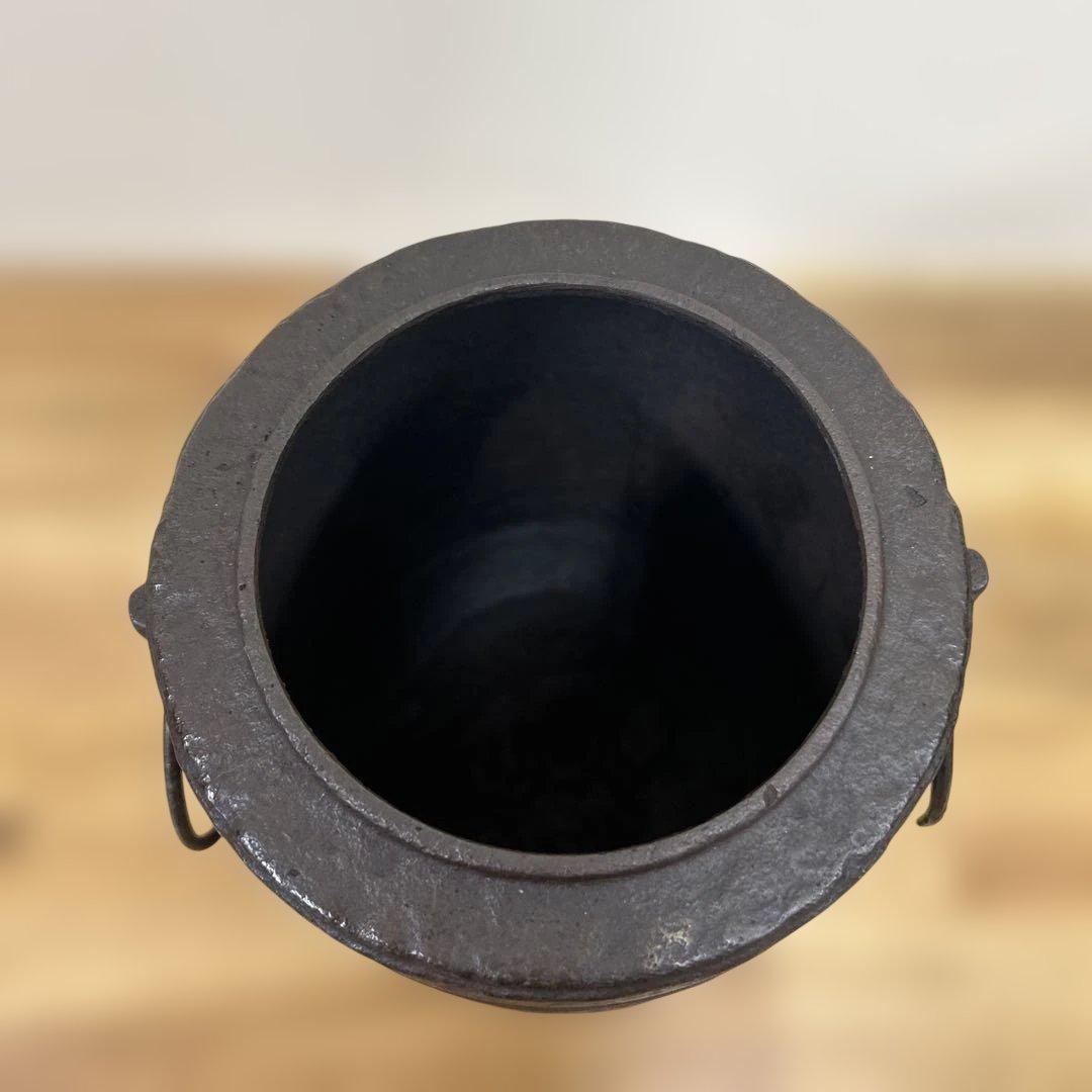 希少　色紙釜 風炉釜 茶道具　蓋　龍文堂造刻印有り