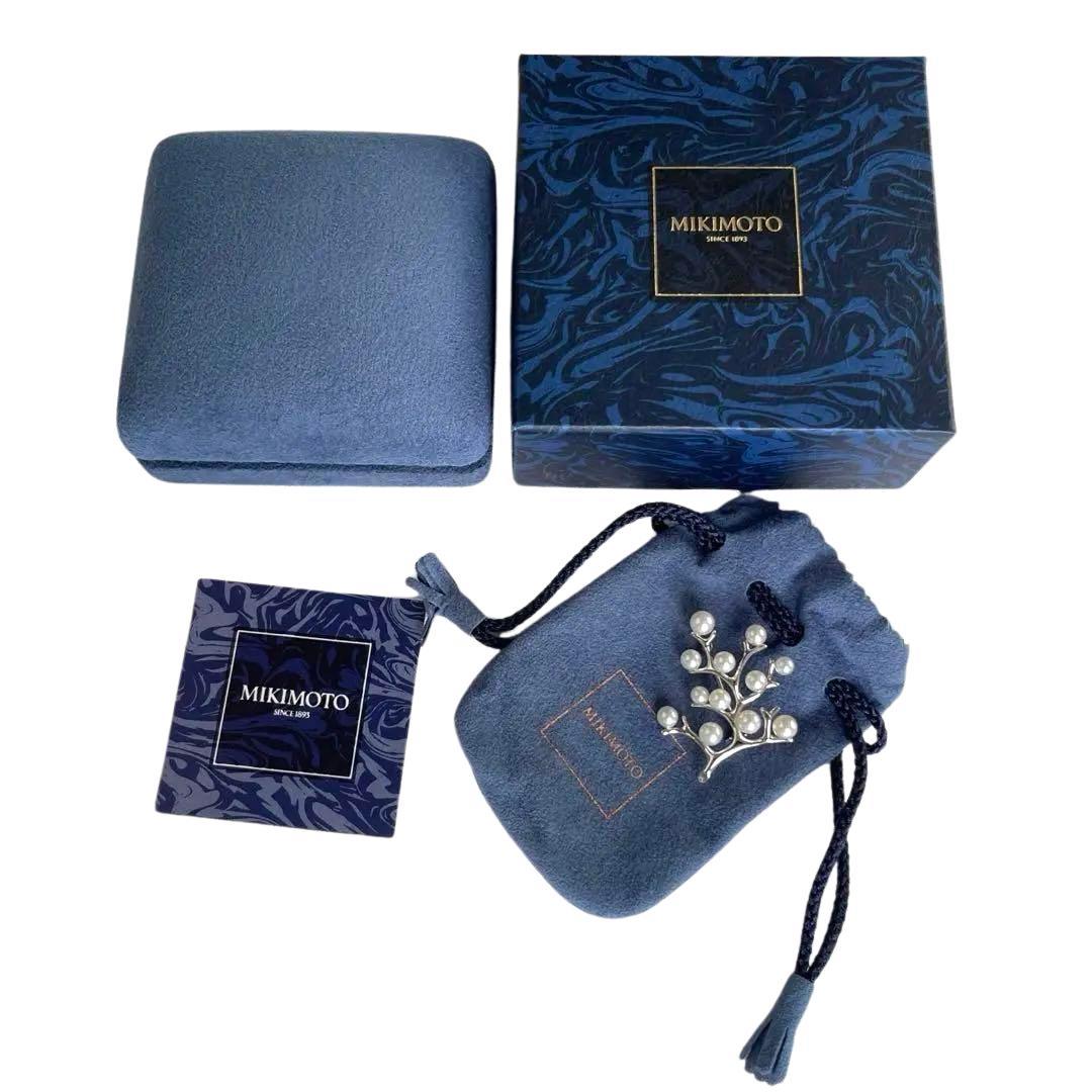 【極美品】 ミキモト 幸福の木 シルバー ブローチ 巾着 箱付き