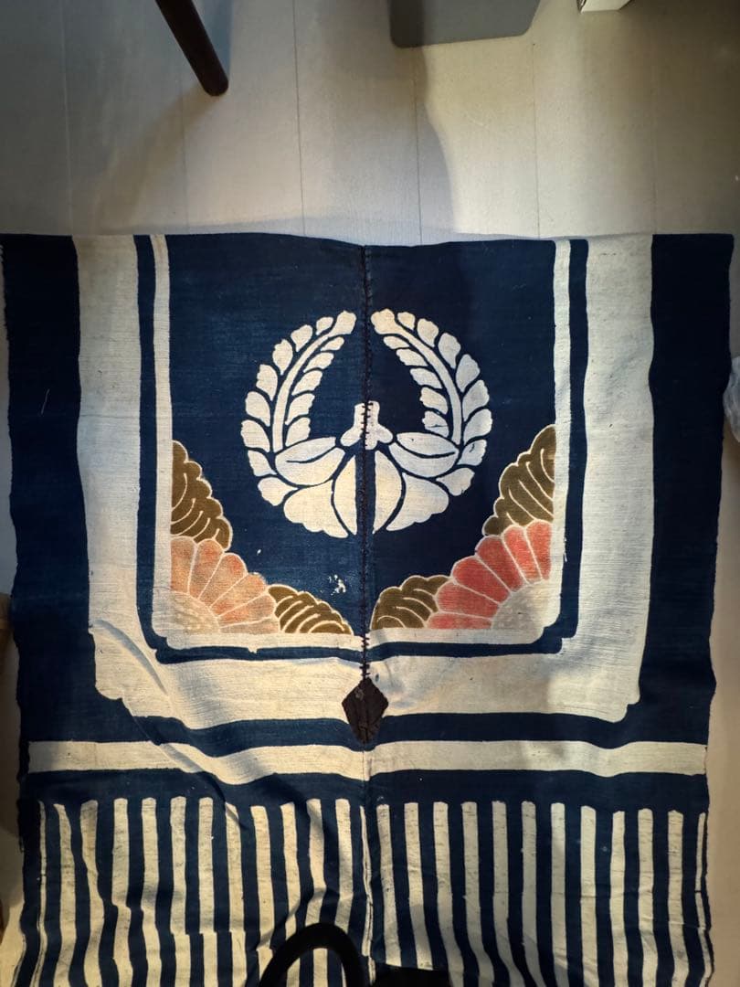 ①骨董レア品　日本　古布　藍染木綿　6m超　東北馬飾り　コレクター　リメイク材料