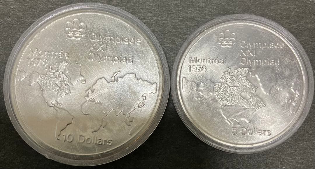 カナダ 5ドル 10ドル 銀貨 2枚セット1976年モントリオールオリンピック