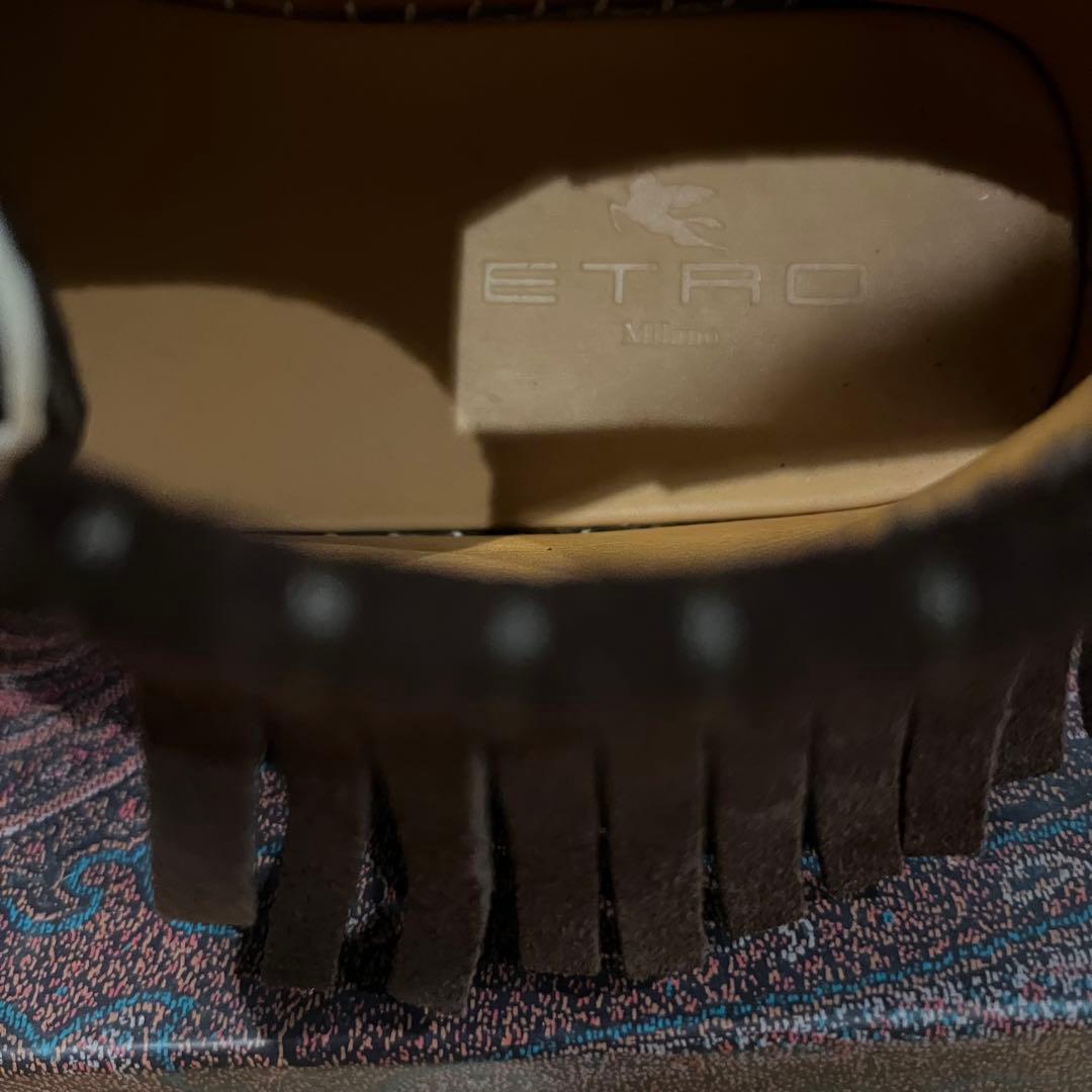 ETRO 未使用　スペイン製　ペイズリー　 高級レザー　リゾート　エスパドリーユ