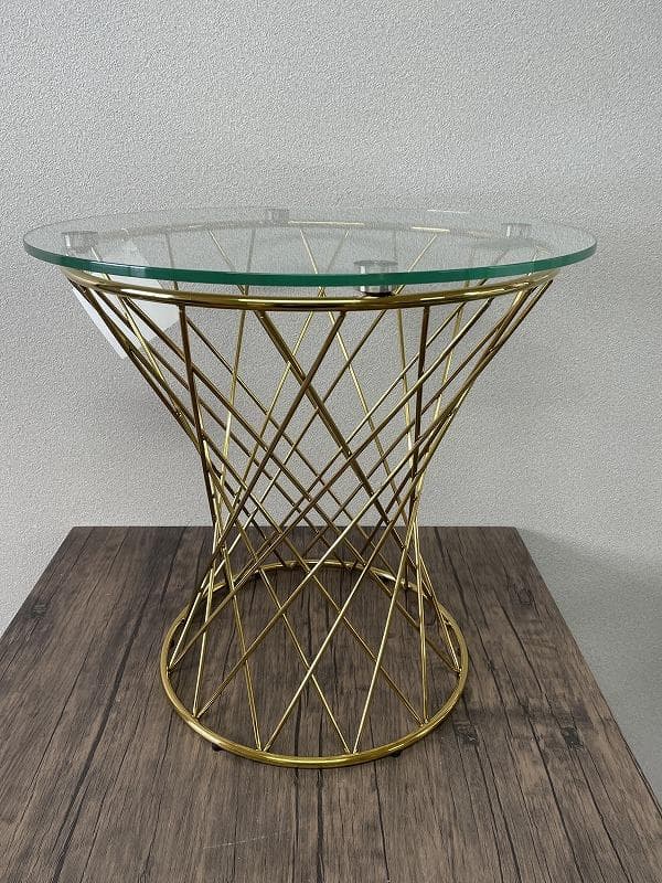 【展示品】フランフラン　マーリアサイドテーブル　クリア×ゴールド