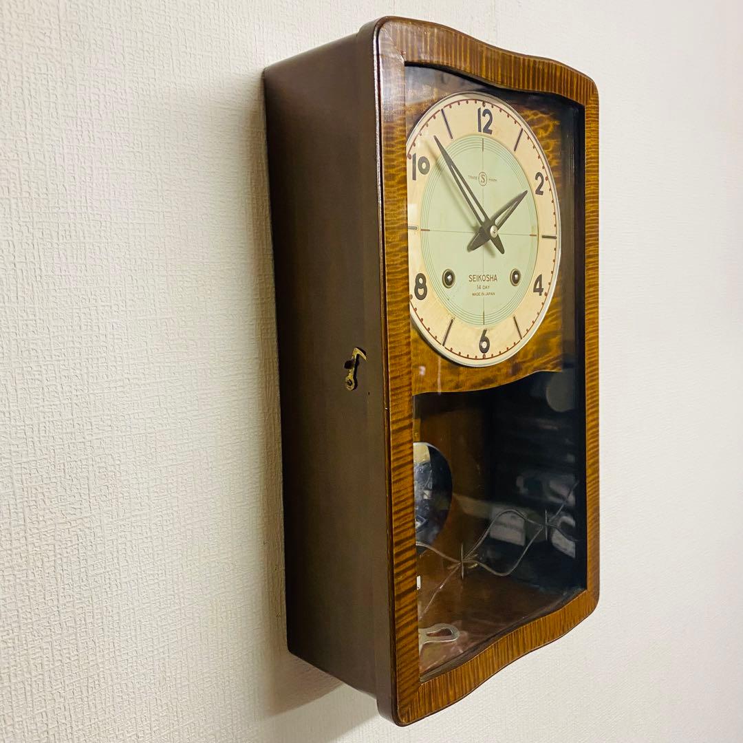 SEIKOSHA 昭和レトロ　ゼンマイ時計　虎杢　No.2720 アンティーク