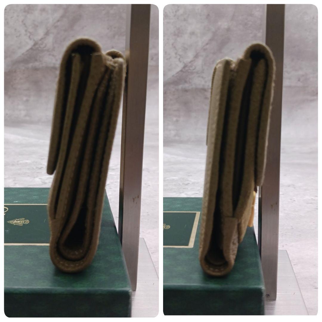 ✨美品✨ グッチ Wホック 二つ折り財布 ホースビット レザー スエード カーキ