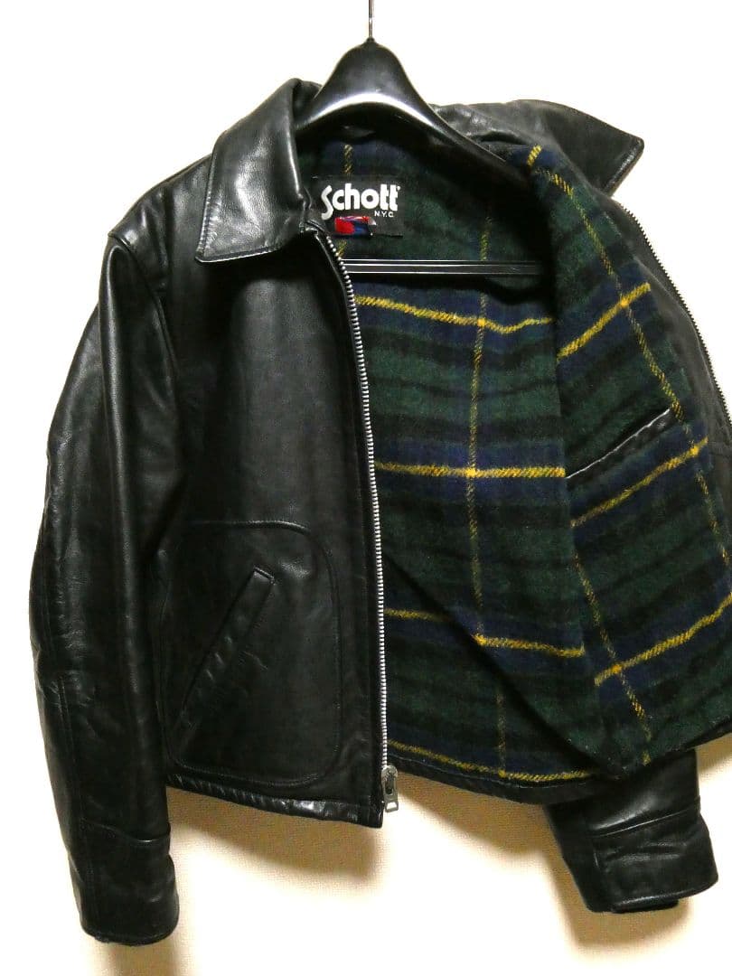 ※専用！黄金サイズ38！ショット658襟付シングルトラッカージャケット黒ブラック