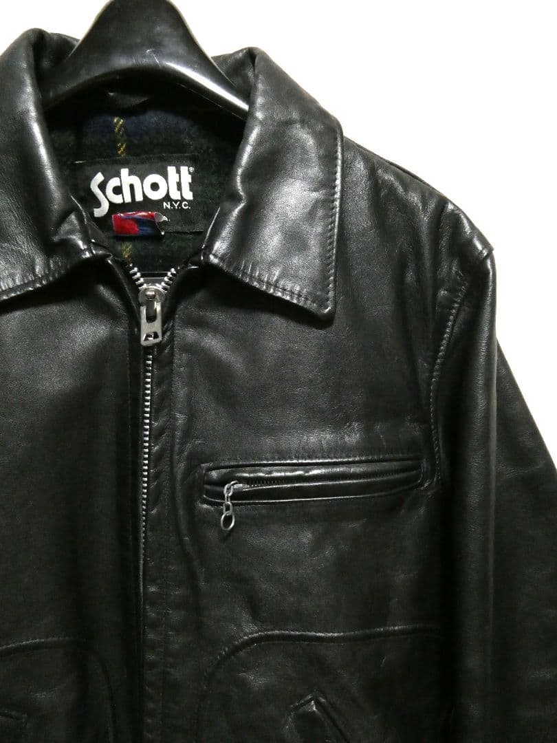 ※専用！黄金サイズ38！ショット658襟付シングルトラッカージャケット黒ブラック