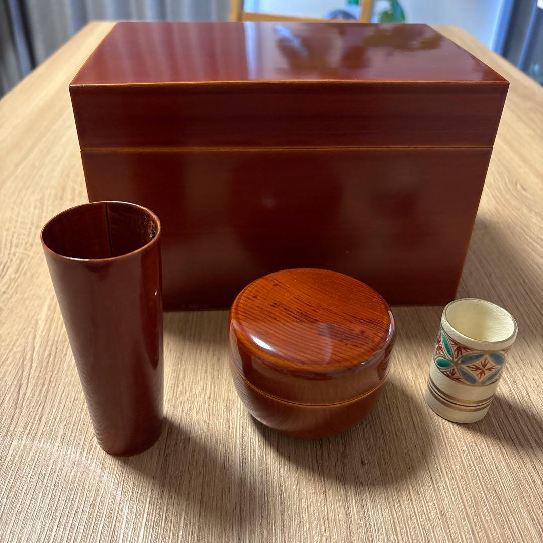 春慶塗　茶箱　4点セット