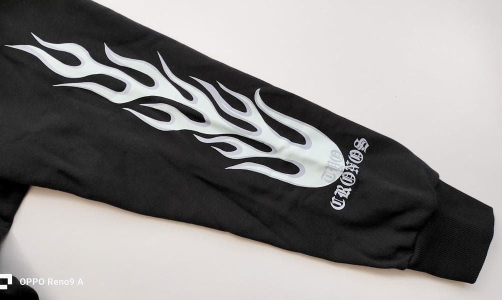 【新品未使用】CRONOSクロノス フレームデザイン スウェットパーカー 黒 S